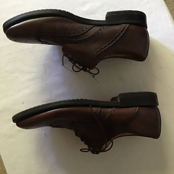 Mens Brown Leather Brogue Oxford Shoes With Lace-Up Design & Rubber Soles - Picture 7 of 12